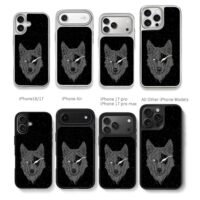 Eyepatched line wolf on starry sky Chris Brown Phone Case Black Electroplated Silver For Iphone 11 To 17