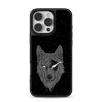 Eyepatched line wolf on starry sky Phone Case for iPhone 11-17 & Samsung Galaxy S24-S26