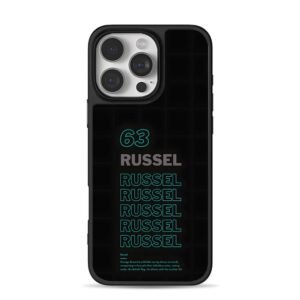 F1 George Russell 63 Text Art Phone Case for iPhone 11-17 & Samsung Galaxy S24-S26