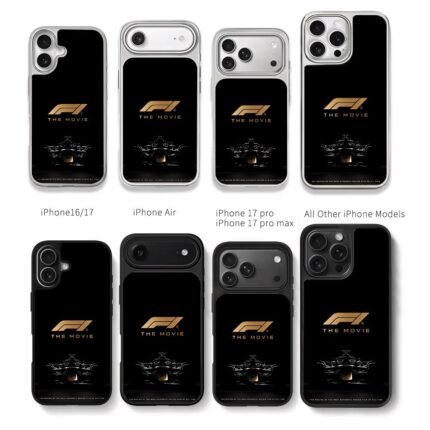 F1 The Movie golden race car Chris Brown Phone Case Black Electroplated Silver For Iphone 11 To 17