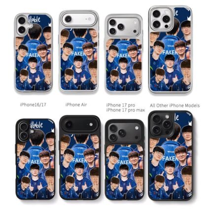 Faker LCK team collage Chris Brown Phone Case Black Electroplated Silver For Iphone 11 To 17