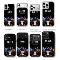 Faker with LoL heroes MSI dark Chris Brown Phone Case Black Electroplated Silver For Iphone 11 To 17
