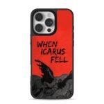 Fallen Icarus with text on red Phone Case for iPhone 11-17 & Samsung Galaxy S24-S26