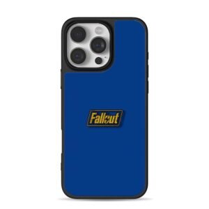 Fallout logo on blue backdrop iPhone 16 Pro Max Black Case