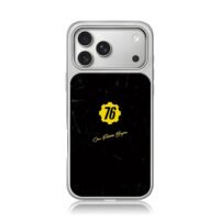 Fallout76 yellow gear76 logo iPhone 17 Pro Max Electroplated Silver Case1