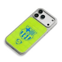 FCB crest Nike logo neon green iPhone 17 Pro Max Electroplated Silver Case2