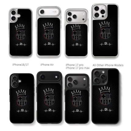 FCB soccer crown heartbeat Chris Brown Phone Case Black Electroplated Silver For Iphone 11 To 17