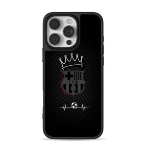 FCB soccer crown heartbeat iPhone 16 Pro Max Black Case
