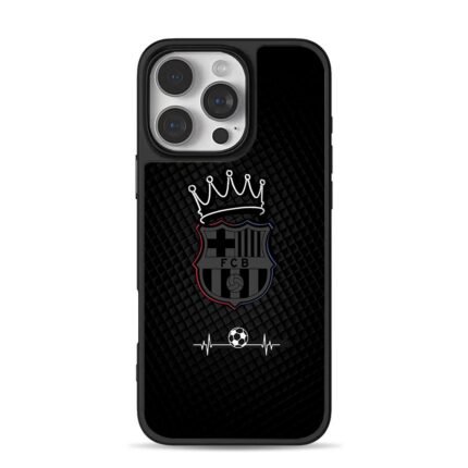FCB soccer crown heartbeat iPhone 16 Pro Max Black Case