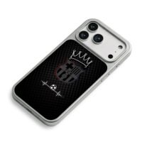 FCB soccer crown heartbeat iPhone 17 Pro Max Electroplated Silver Case2