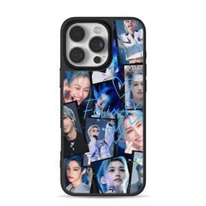 Felix blue hair heart collage iPhone 16 Pro Max Black Case