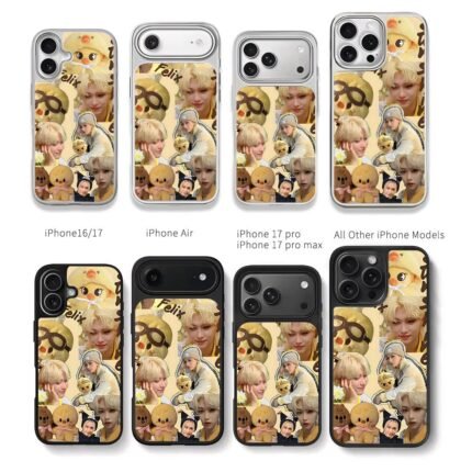Felix SKZ yellow duck collage Chris Brown Phone Case Black Electroplated Silver For Iphone 11 To 17