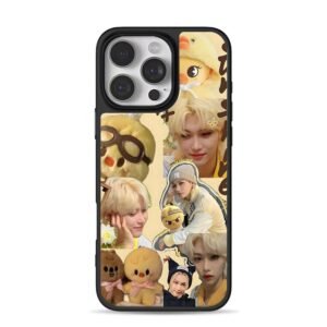 Felix SKZ yellow duck collage iPhone 16 Pro Max Black Case