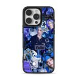 Felix Stray Kids blue photo collage Phone Case for iPhone 11-17 & Samsung Galaxy S24-S26