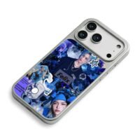 Felix Stray Kids blue photo collage iPhone 17 Pro Max Electroplated Silver Case2