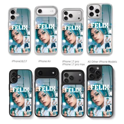 Felix Stray Kids cyan collage Chris Brown Phone Case Black Electroplated Silver For Iphone 11 To 17