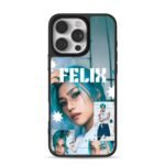 Felix Stray Kids cyan collage iPhone 16 Pro Max Black Case