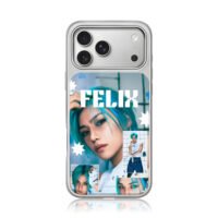 Felix Stray Kids cyan collage iPhone 17 Pro Max Electroplated Silver Case1