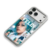 Felix Stray Kids cyan collage iPhone 17 Pro Max Electroplated Silver Case2