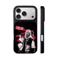 Felix Stray Kids red collage iPhone 17 Pro Max Black Case