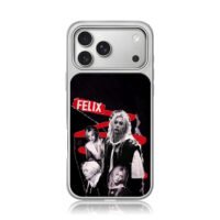 Felix Stray Kids red collage iPhone 17 Pro Max Electroplated Silver Case1