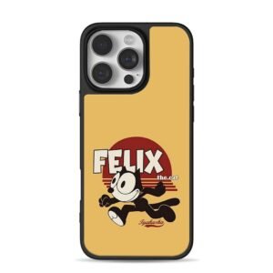 Felix the cat running sunset iPhone 16 Pro Max Black Case