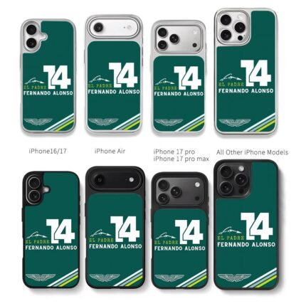 Fernando Alonso 14 AstonMartin Chris Brown Phone Case Black Electroplated Silver For Iphone 11 To 17