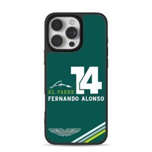 Fernando Alonso 14 AstonMartin iPhone 16 Pro Max Black Case