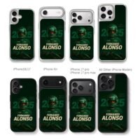Fernando Alonso Aston Martin Chris Brown Phone Case Black Electroplated Silver For Iphone 11 To 17