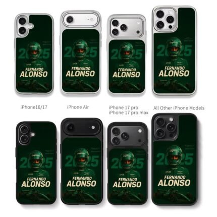 Fernando Alonso Aston Martin Chris Brown Phone Case Black Electroplated Silver For Iphone 11 To 17