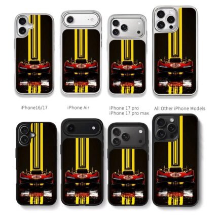 Ferrari 499P 50 yellow race stripes Chris Brown Phone Case Black Electroplated Silver For Iphone 11 To 17