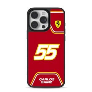Ferrari F1 55 Carlos Sainz iPhone 16 Pro Max Black Case