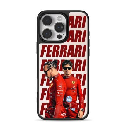 Ferrari F1 drivers Hamilton Leclerc iPhone 16 Pro Max Black Case