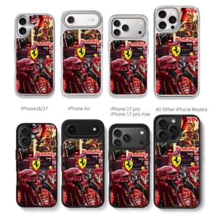 Ferrari F1 Leclerc Sainz Monza Chris Brown Phone Case Black Electroplated Silver For Iphone 11 To 17