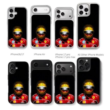 Ferrari F1 racer yellow helmet Chris Brown Phone Case Black Electroplated Silver For Iphone 11 To 17