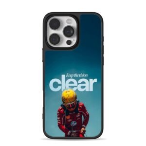 Ferrari F1 yellow helmet clear iPhone 16 Pro Max Black Case