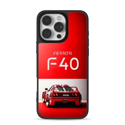 Ferrari F40 red rear car graphic iPhone 16 Pro Max Black Case