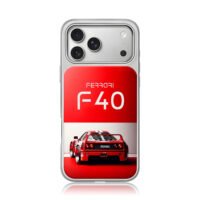 Ferrari F40 red rear car graphic iPhone 17 Pro Max Electroplated Silver Case1