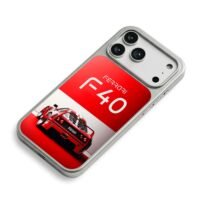 Ferrari F40 red rear car graphic iPhone 17 Pro Max Electroplated Silver Case2