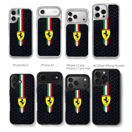 Ferrari horse honeycomb stripe Chris Brown Phone Case Black Electroplated Silver For Iphone 11 To 17