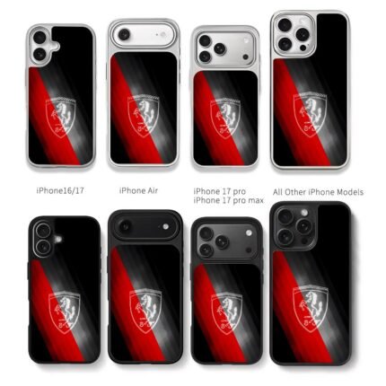 Ferrari horse logo red black Chris Brown Phone Case Black Electroplated Silver For Iphone 11 To 17