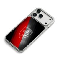 Ferrari horse logo red black iPhone 17 Pro Max Electroplated Silver Case2