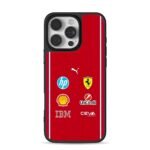 Ferrari HP Shell logos red stripes iPhone 16 Pro Max Black Case
