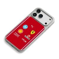 Ferrari HP Shell logos red stripes iPhone 17 Pro Max Electroplated Silver Case2