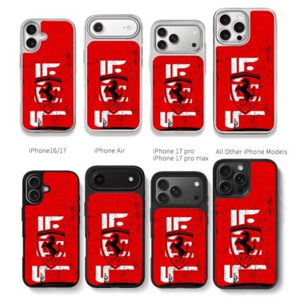 Ferrari prancing horse red print Chris Brown Phone Case Black Electroplated Silver For Iphone 11 To 17