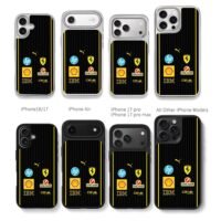 Ferrari Puma HP Shell logos Chris Brown Phone Case Black Electroplated Silver For Iphone 11 To 17