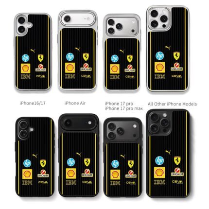 Ferrari Puma HP Shell logos Chris Brown Phone Case Black Electroplated Silver For Iphone 11 To 17