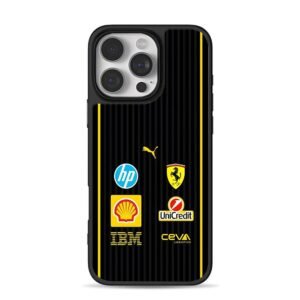 Ferrari Puma HP Shell logos iPhone 16 Pro Max Black Case