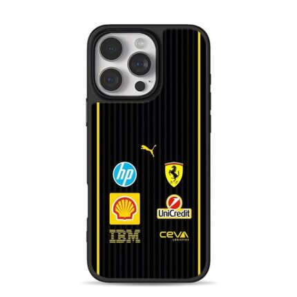Ferrari Puma HP Shell logos iPhone 16 Pro Max Black Case