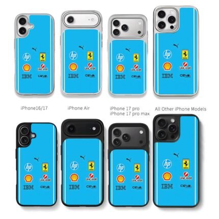 Ferrari Puma logos blue stripes Chris Brown Phone Case Black Electroplated Silver For Iphone 11 To 17